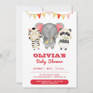 Vild Party Animals Baby Shower Inbjudningar