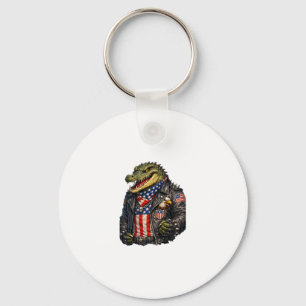 Vild patriotisk alligatorbikerskinnjacka St Nyckelring
