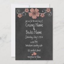 Vild Peach Ro Chalkboard-bröllopsinbjudan