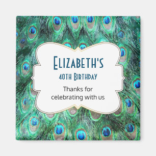 Vild Peacock Feathers Personlig Birthday Favor Magnet