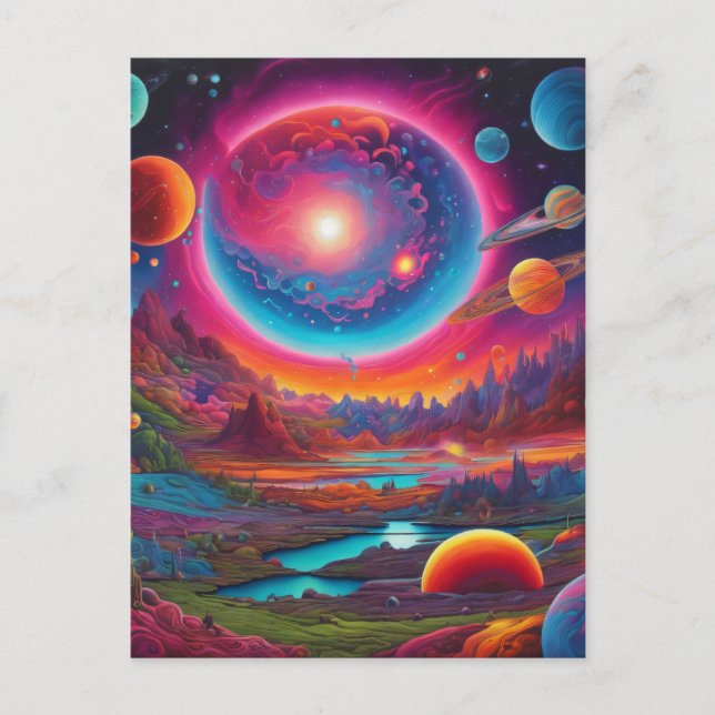 Vild planets psykedeliska konst vykort (Framsida)