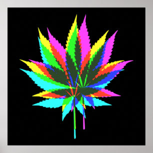 Vild Plant Blad - neon färgad + dina idéer Poster