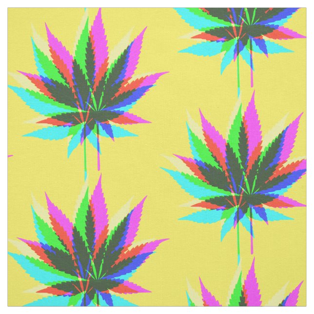 Vild Plant Blad - neon färgad + dina idéer Tyg (Provkarta)