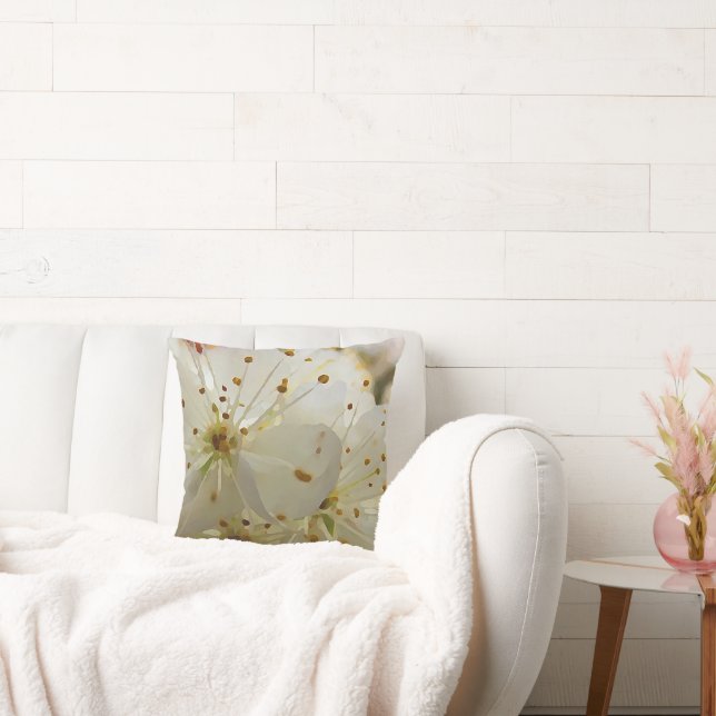 Vild Plum Blommars Impressionist Art och ditt namn Kudde (Soffa)