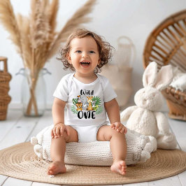Vild pojke 1-års födelsedag Jungle Safari Söt baby T Shirt