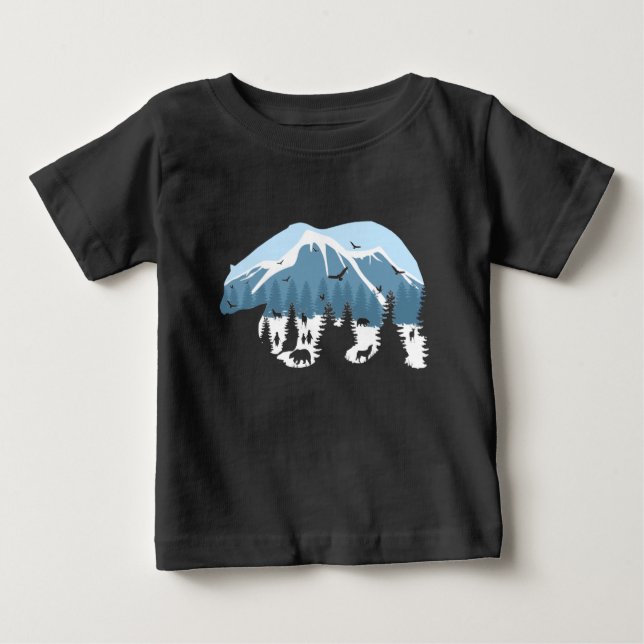 Vild Polar Bear Vargars Mountain Forest Art T Shirt (Framsida)