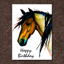 Vild Pony | Watercolor Horse Grattis på födelsedag