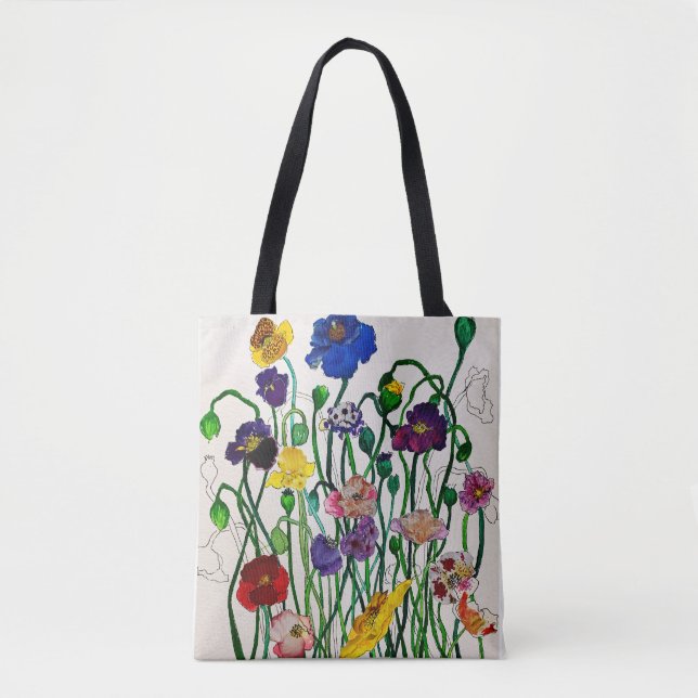 Vild Poppie Tote Bag Tygkasse (Framsida)