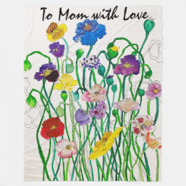 Vild Poppies färglöst lycklig med namn Fleecefilt