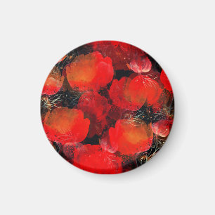 Vild Poppies Watercolor Digital Teckning Magnet