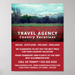 Vild Poppy Fält, Travel Agency Advertising Poster