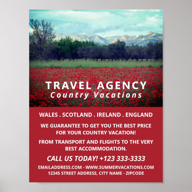 Vild Poppy Fält, Travel Agency Advertising Poster (Framsidan)