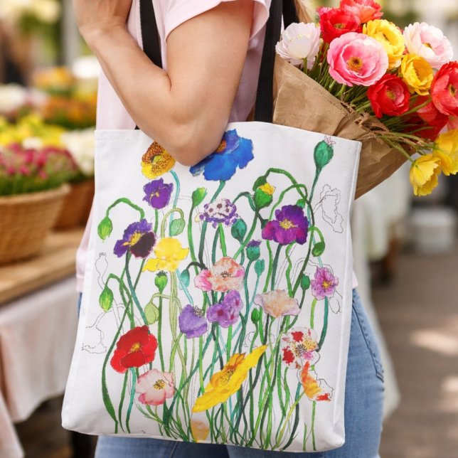 Vild Poppy Tote Bag Tygkasse (Skapare uppladdad)