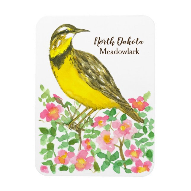 Vild Prairie Ro Meadowlark North Dakota Magnet (Vertikal)