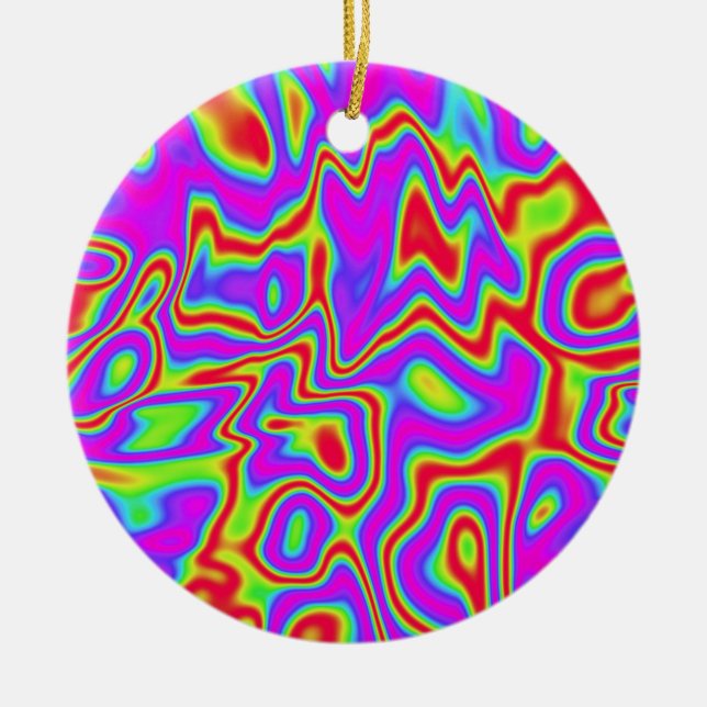 Vild Psychedelic Liquid Färg Julgransprydnad Keramik (Framsidan)
