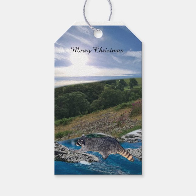 Vild Raccoon Juletiketters Presentetikett (Framsidan)