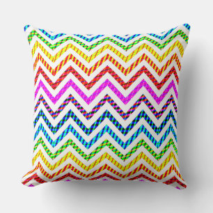 Vild Rainbow Chevron Mönster Kudde