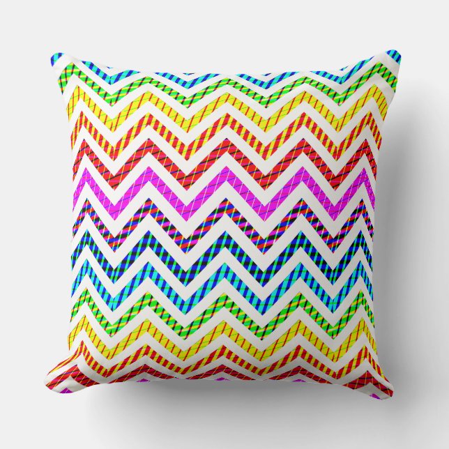 Vild Rainbow Chevron Mönster Kudde (Framsida)