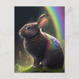 Vild Rainbow Rabbit Postcard Vykort