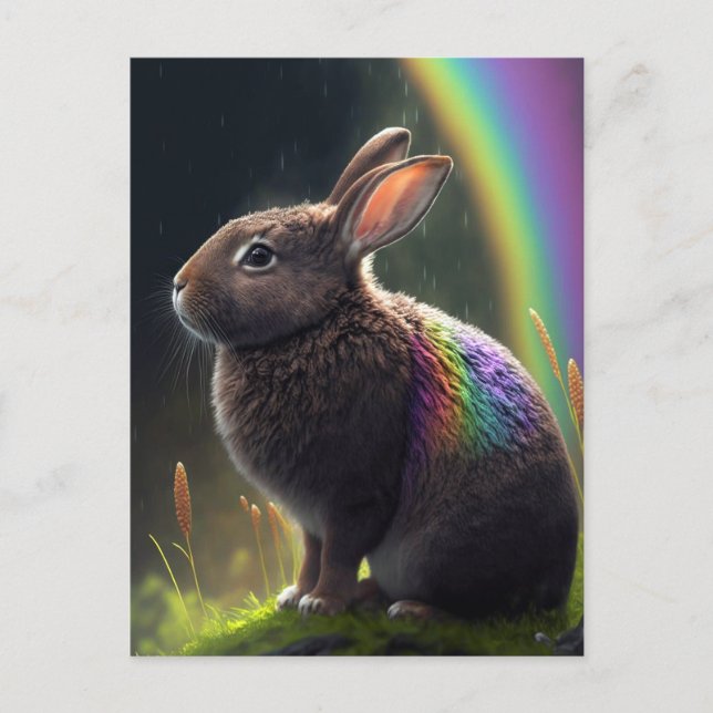 Vild Rainbow Rabbit Postcard Vykort (Framsida)