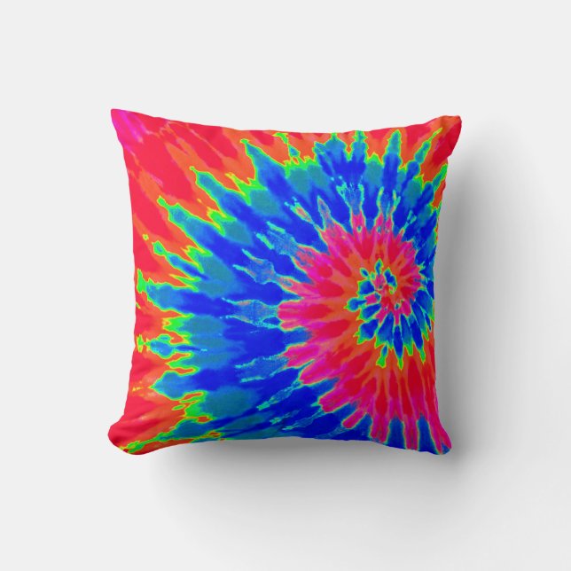Vild Rainbow Spiral Tie Dye Pillow Kudde (Framsida)