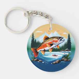 Vild Rainbow Trout Rocky Mountain Stream Keychain