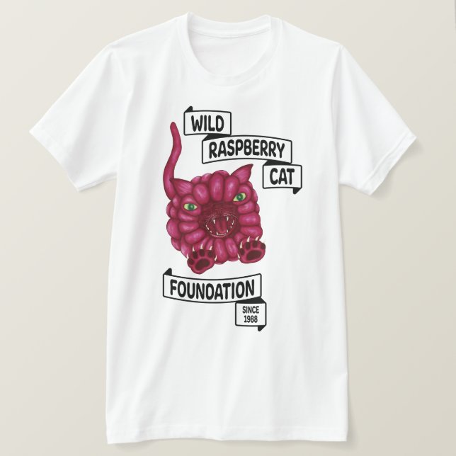 Vild Raspberry Cat T Shirt (Design framsida)