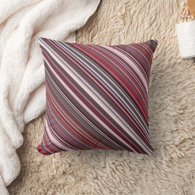 Vild Raspberry Red, Rosa och Burgundy Rand Kudde (Filt)