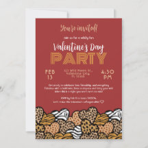 Vild Red Animal Print Heart Valentine Day Party