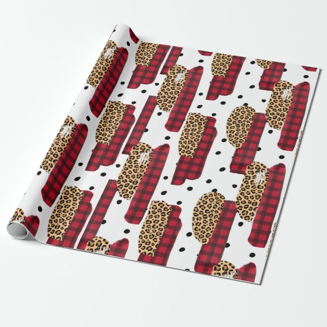 Vild Red Buffalo Play Leopard Skriv ut julafton Presentpapper (Utrullad)