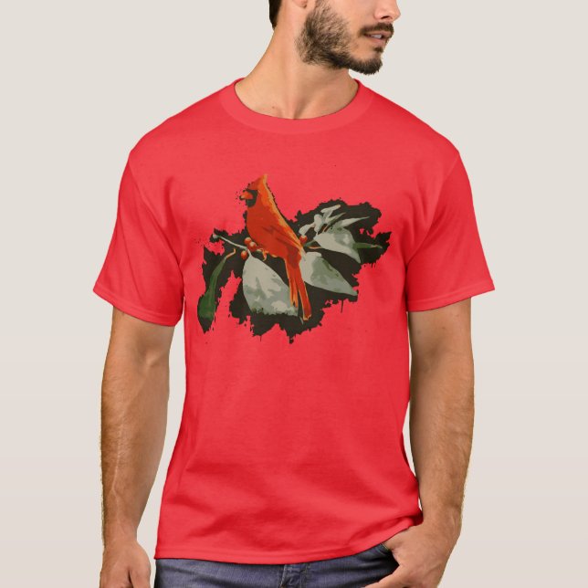 Vild Red Cardinal Bird lustig T Shirt (Framsida)