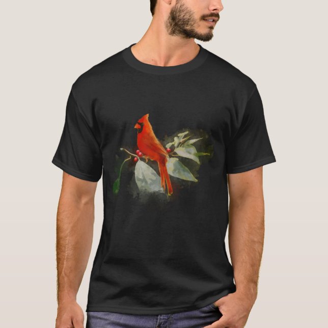 Vild Red Cardinal Bird T Shirt (Framsida)