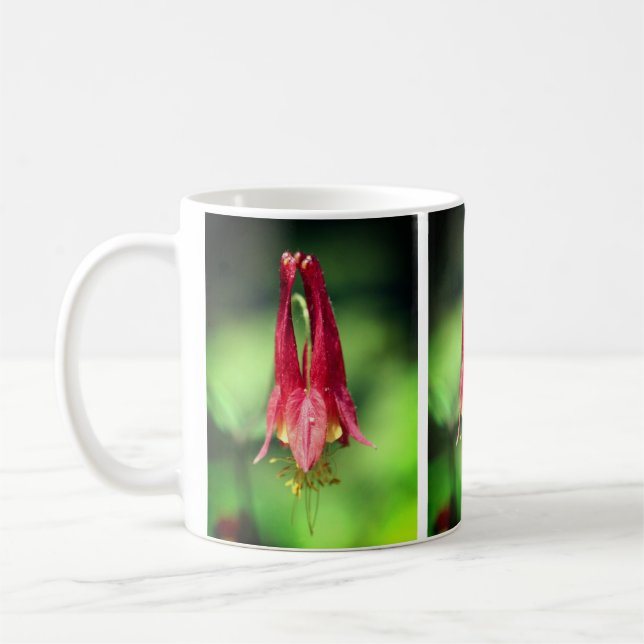 Vild Red Columbine Flower Kaffemugg (Vänster)