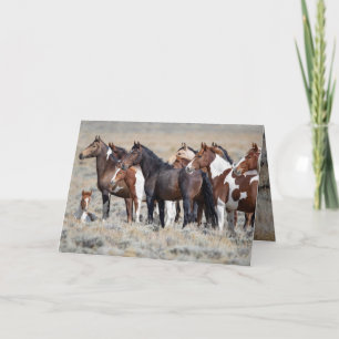 Vild Red Desert Mares and Foals - gratulationskort Kort