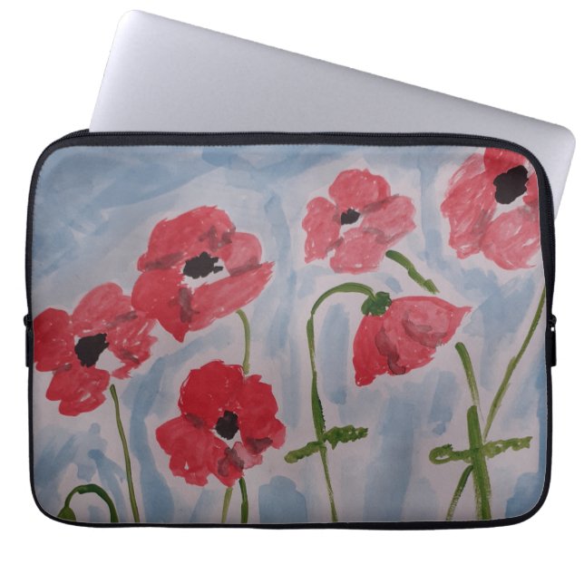 Vild Red Poppies Electronics Bag Laptop Fodral (Framsidan)
