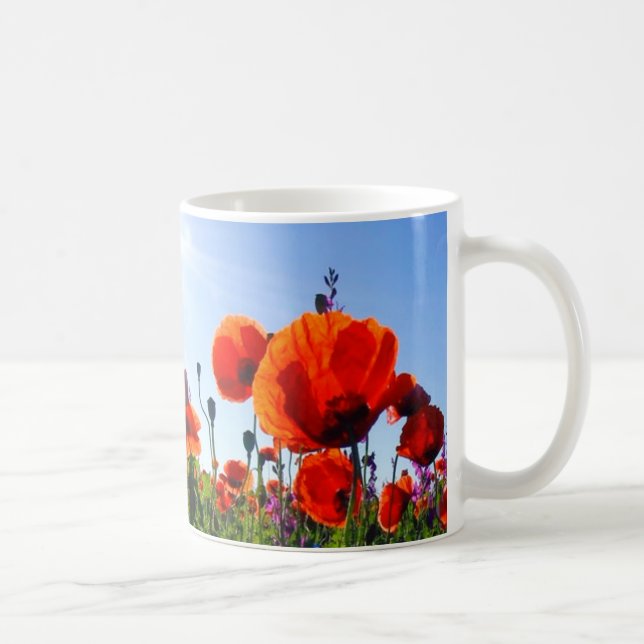 Vild Red Poppies Flowers Kaffemugg (Höger)