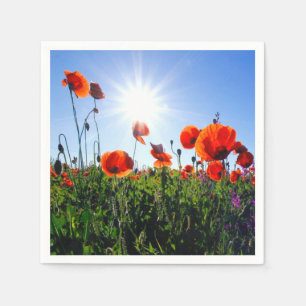 Vild Red Poppies Flowers Pappersservett