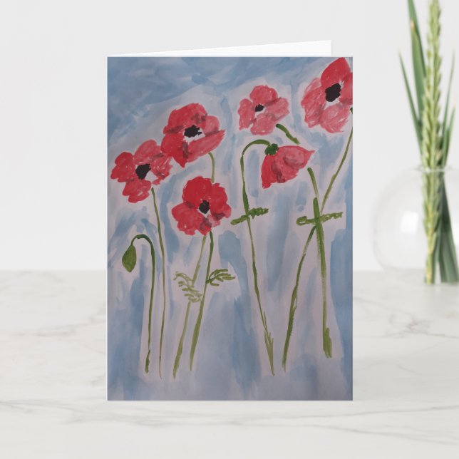 Vild Red Poppies Greeting Card Kort (Framsida)
