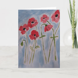 Vild Red Poppies Greeting Card Kort