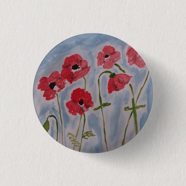 Vild Red Poppies Knapp (Framsida)