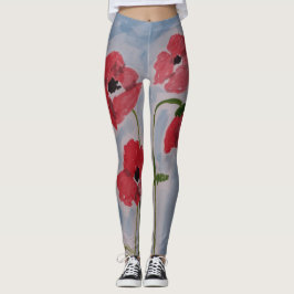 Vild Red Poppies Leggings