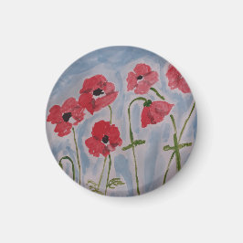 Vild Red Poppies Magnet