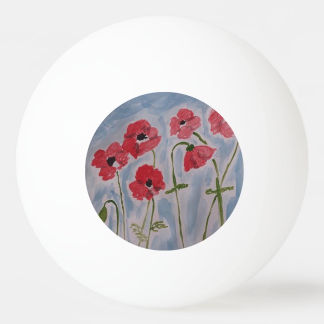 Vild Red Poppies Pingisboll (Framsidan)