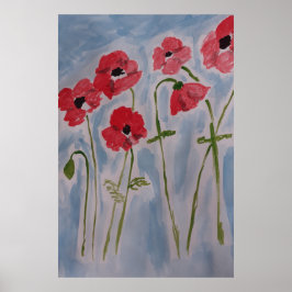 Vild Red Poppies Poster