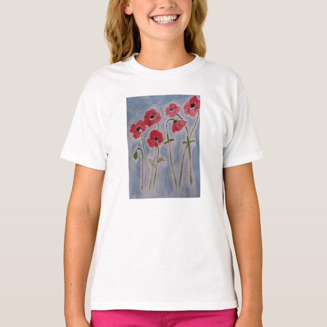 Vild Red Poppies T Shirt (Framsida)