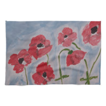 Vild Red Poppies Tea Towel