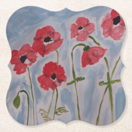 Vild Red Poppies Underlägg Papper