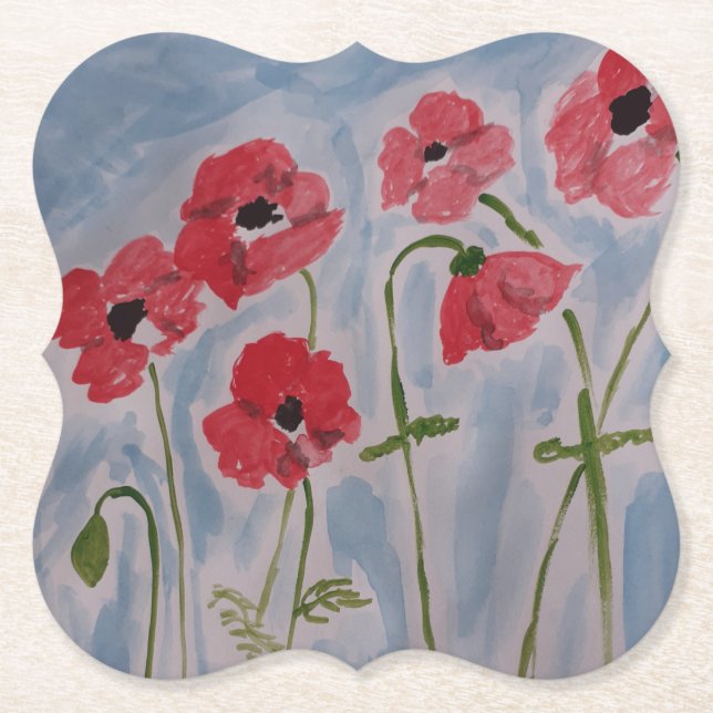 Vild Red Poppies Underlägg Papper (Framsida)