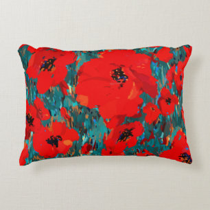 Vild Red Poppies Wildblomma Prydnadskudde