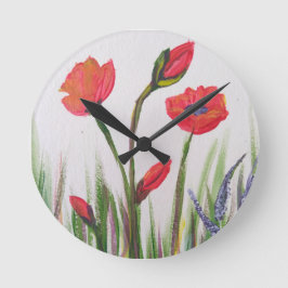Vild Red poppy Clock Rund Klocka